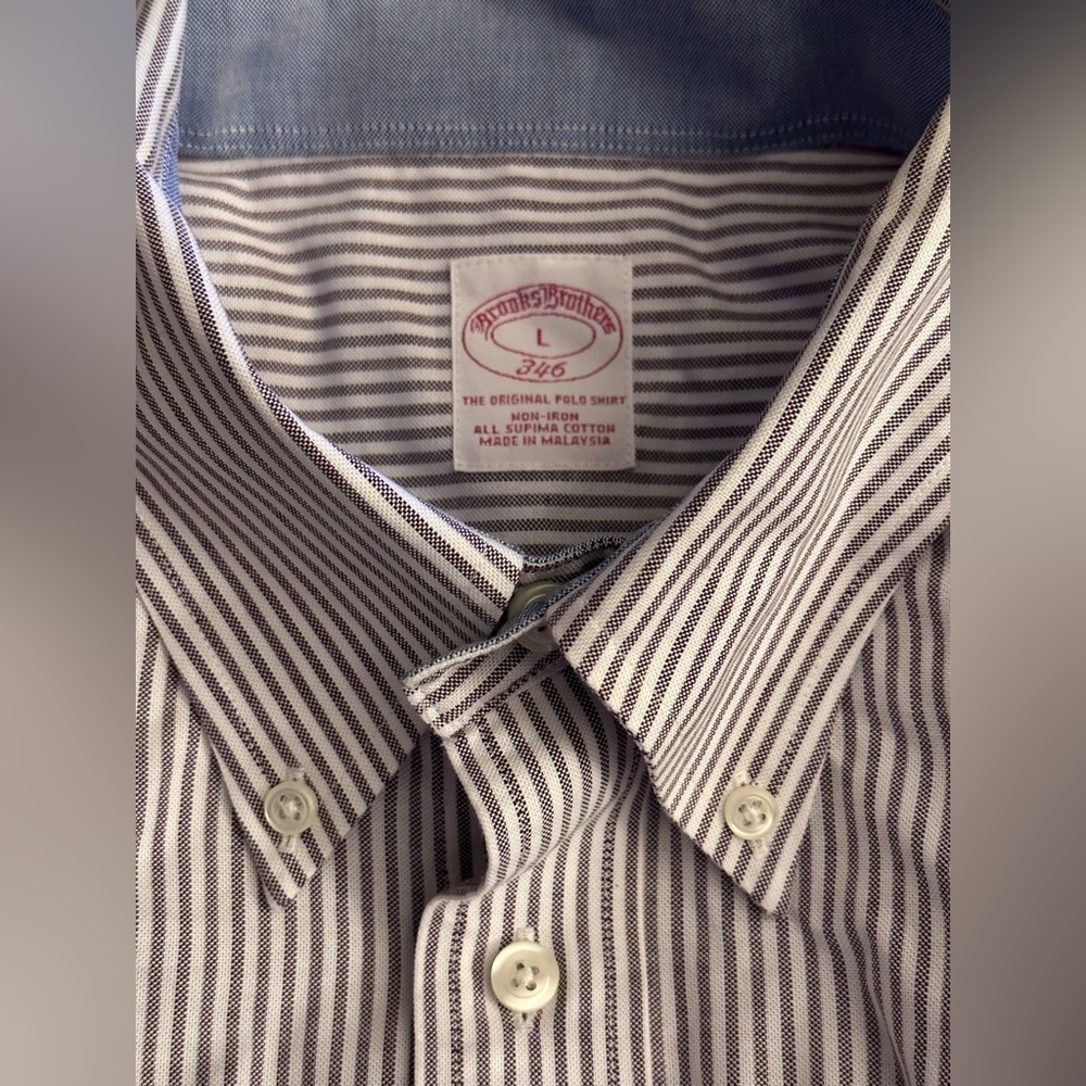 COPY - Brooks Brothers 346 Stripes White & Brown Men’s Long Sleeve Dress Shirt …